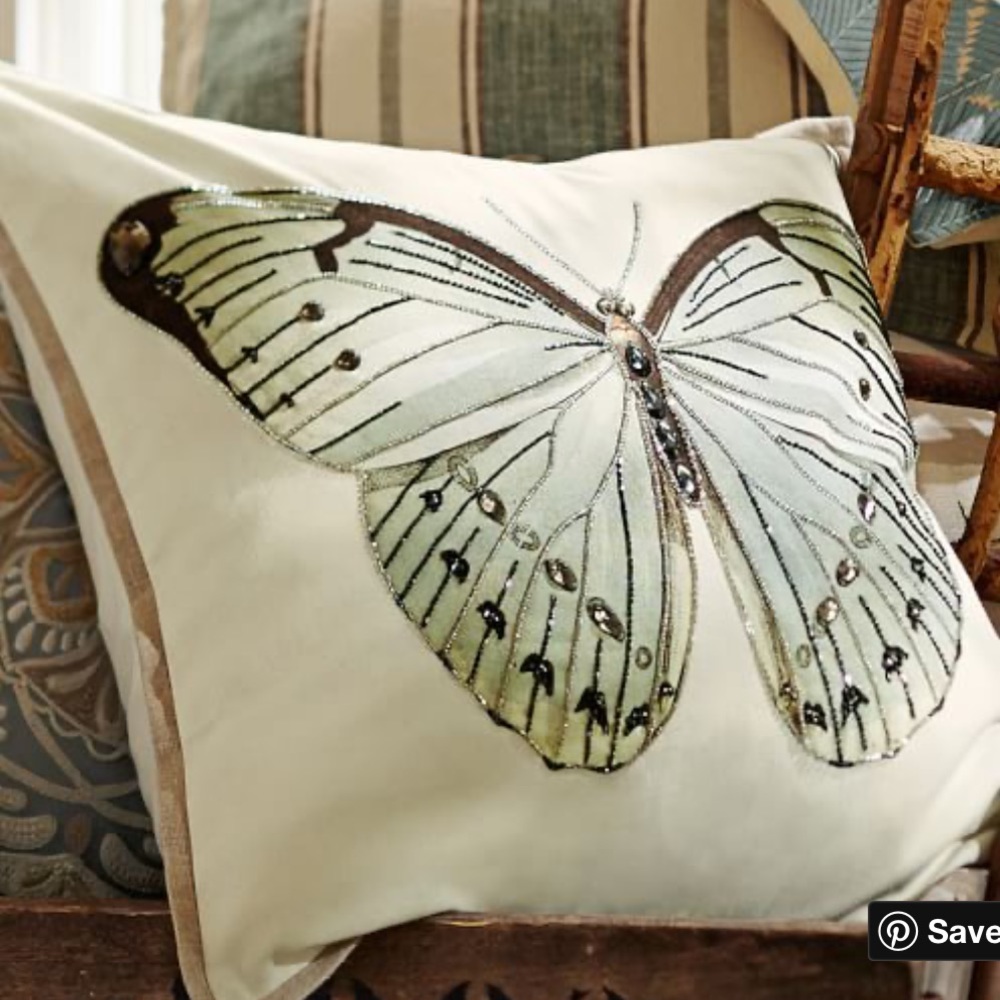 NWT PotteryBarn Embellished Butterfly Pillow Cover